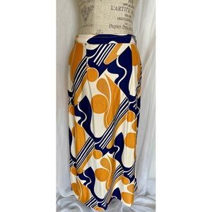 🌹SOLD🌹Vintage 60s/70s Yellow/Navy/Cream Maxi Skirt Size: Large